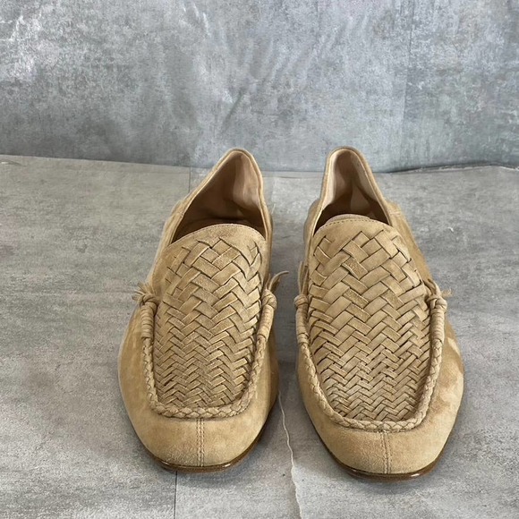 Veronica Beard Women's Tan Leather Round-Toe Woven Anica Loafers SZ 8 - Picture 6 of 12